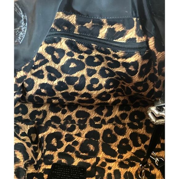 BRIGHTON Black NICHELLE Nylon/Patent Leather Large Tote Handbag Double Strap - Picture 9 of 12